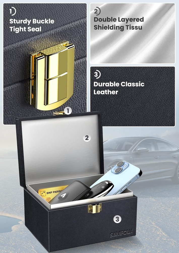 Samfolk Faraday Box and Pouch 2 Pack, Keyless Entry Car Key Safe Protector,An...