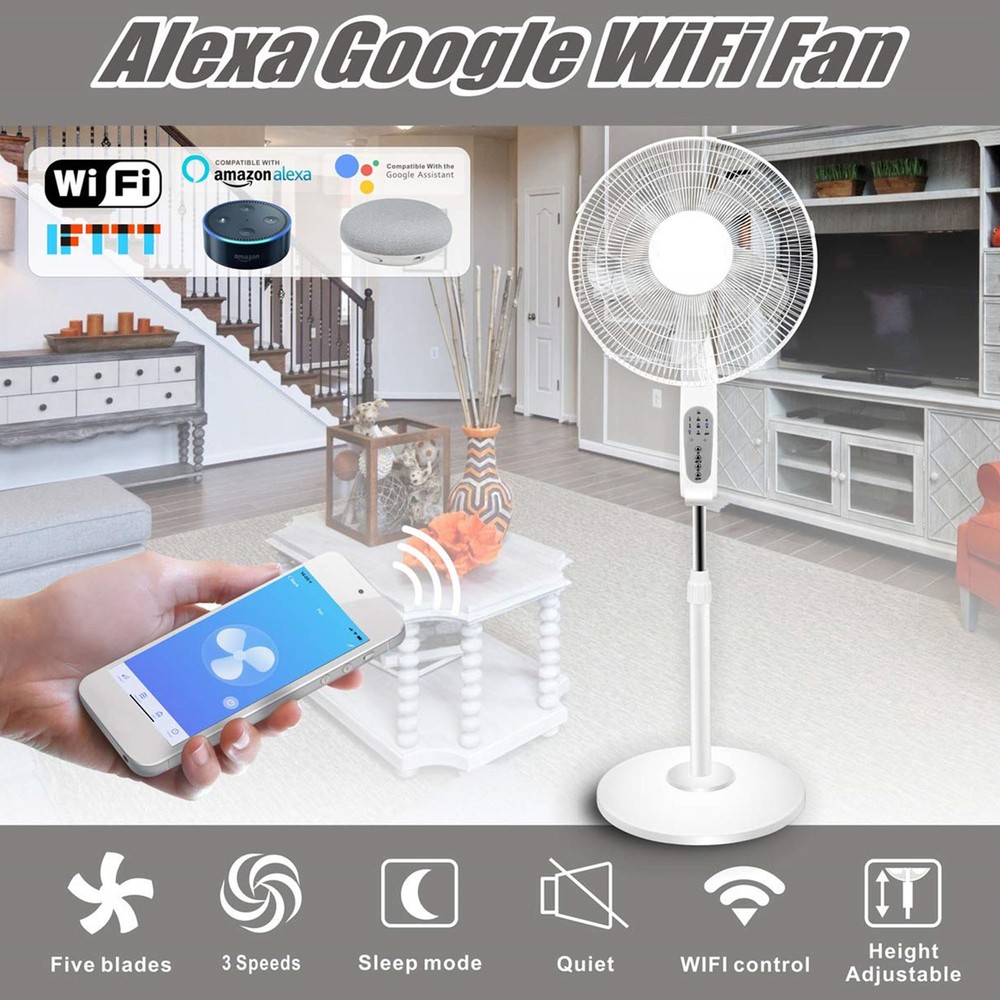 Technical Pro WIFI Enabled 16 Inch Standing Fan With Oscillating Feature