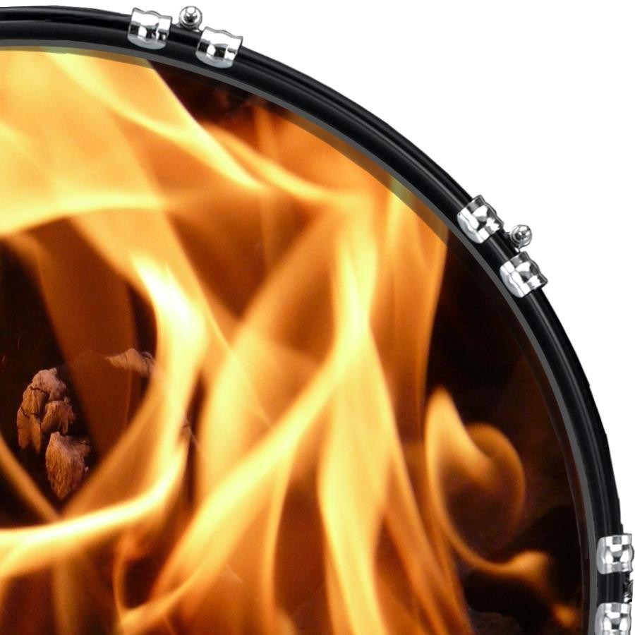 Custom 22" Kick Bass Drum Head Graphical Image Front Skin Fire 2
