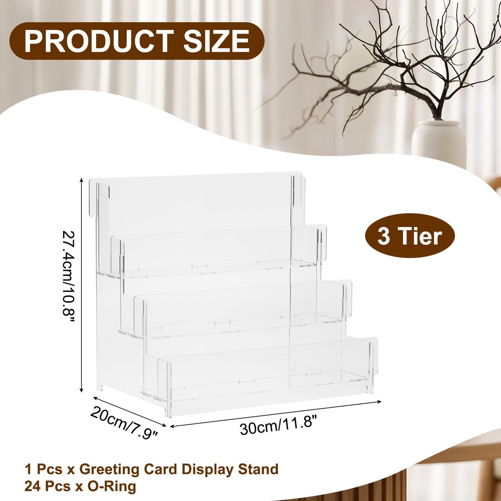 3 Tier Clear Greeting Card Display Stand, Clear