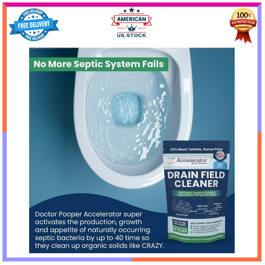Drain Field Cleaner Tablets – Clears Septic Tanks & Clogs Fast, Odor Control
