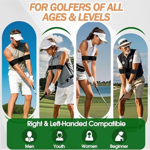 Golf Swing Training Aid - Adjustable Arm Band for Stability & Swing Correction,