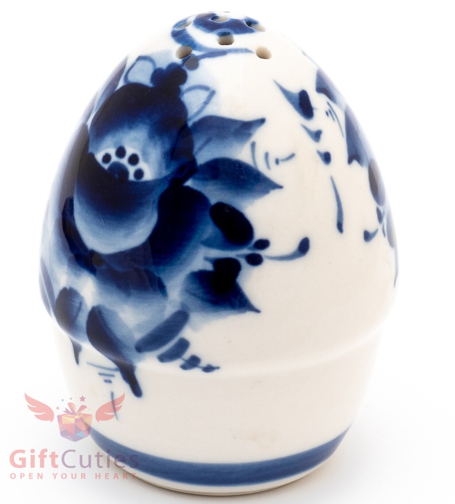 Gzhel Porcelain Easter Egg salt shaker holder Hand-painted