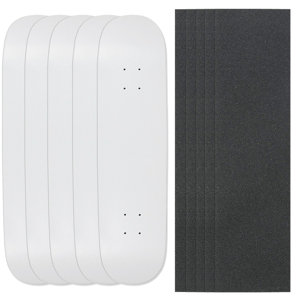 5 Pop Better Blanks 7.75 Skateboard decks - White + Jessup Griptape