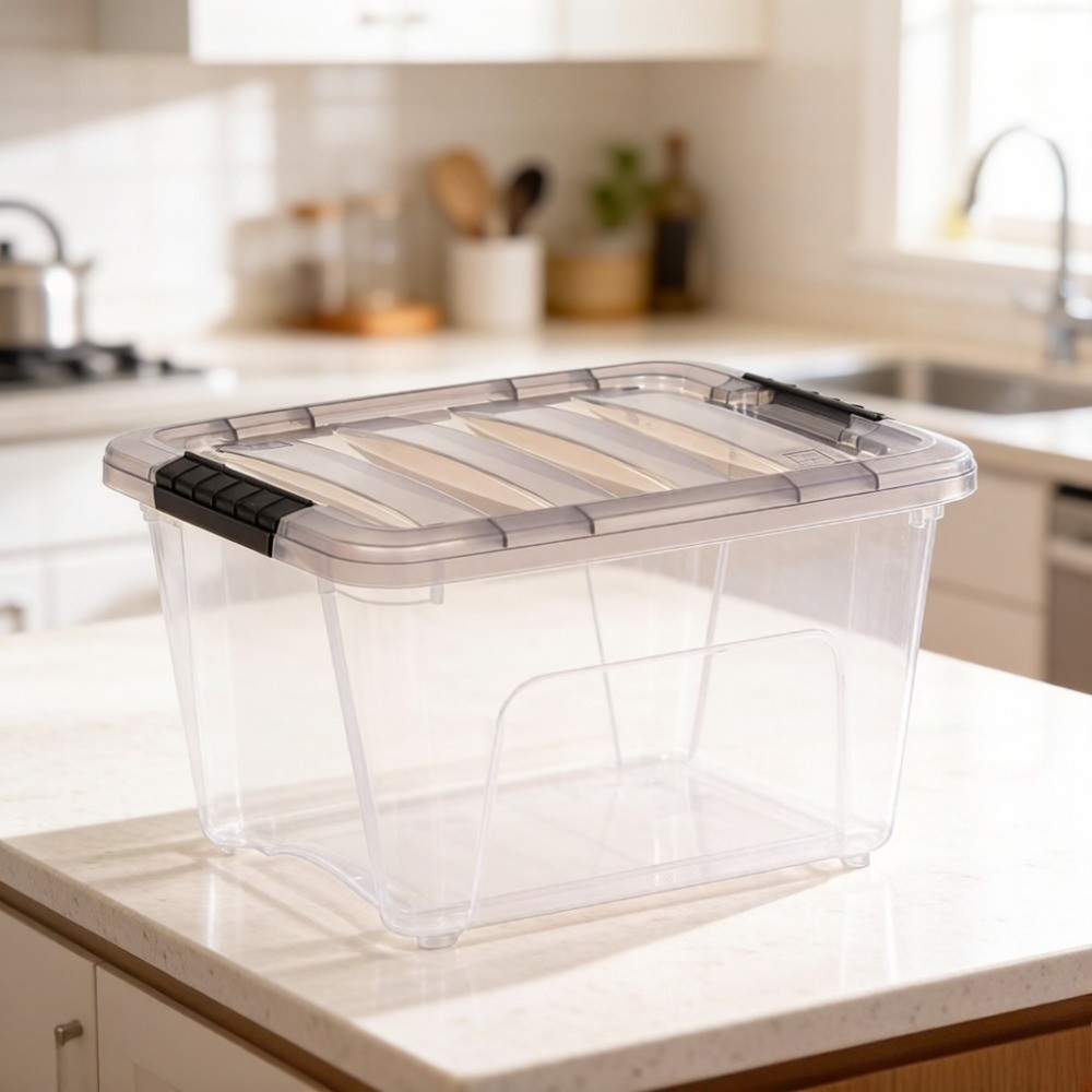 IRIS 19 Qt. Plastic Storage Bin with Lid, Stackable Storage Containers, Tote