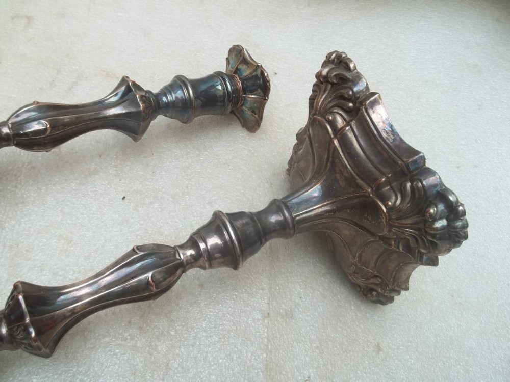 Antique Victorian Silver Plated Candlesticks.