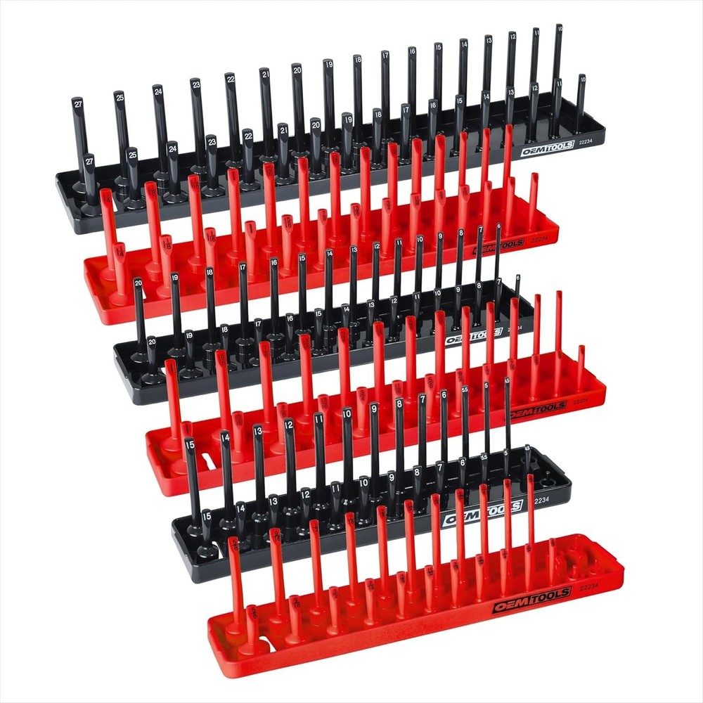 Efficient Socket Organization: 6 Piece Set for Toolbox with SAE & Metric Holders