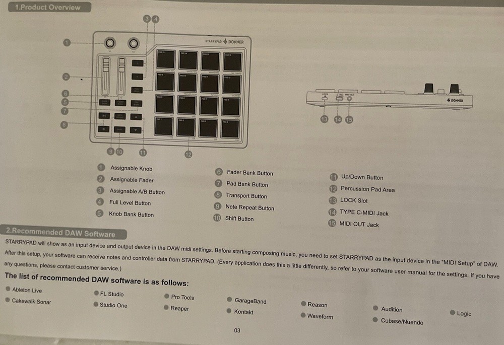 Donner Starry Pad Controller