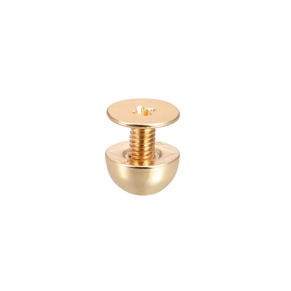 8x5mm Screw Back Rivets Solid Round Head Leather Studs Gold Tone 10 Sets
