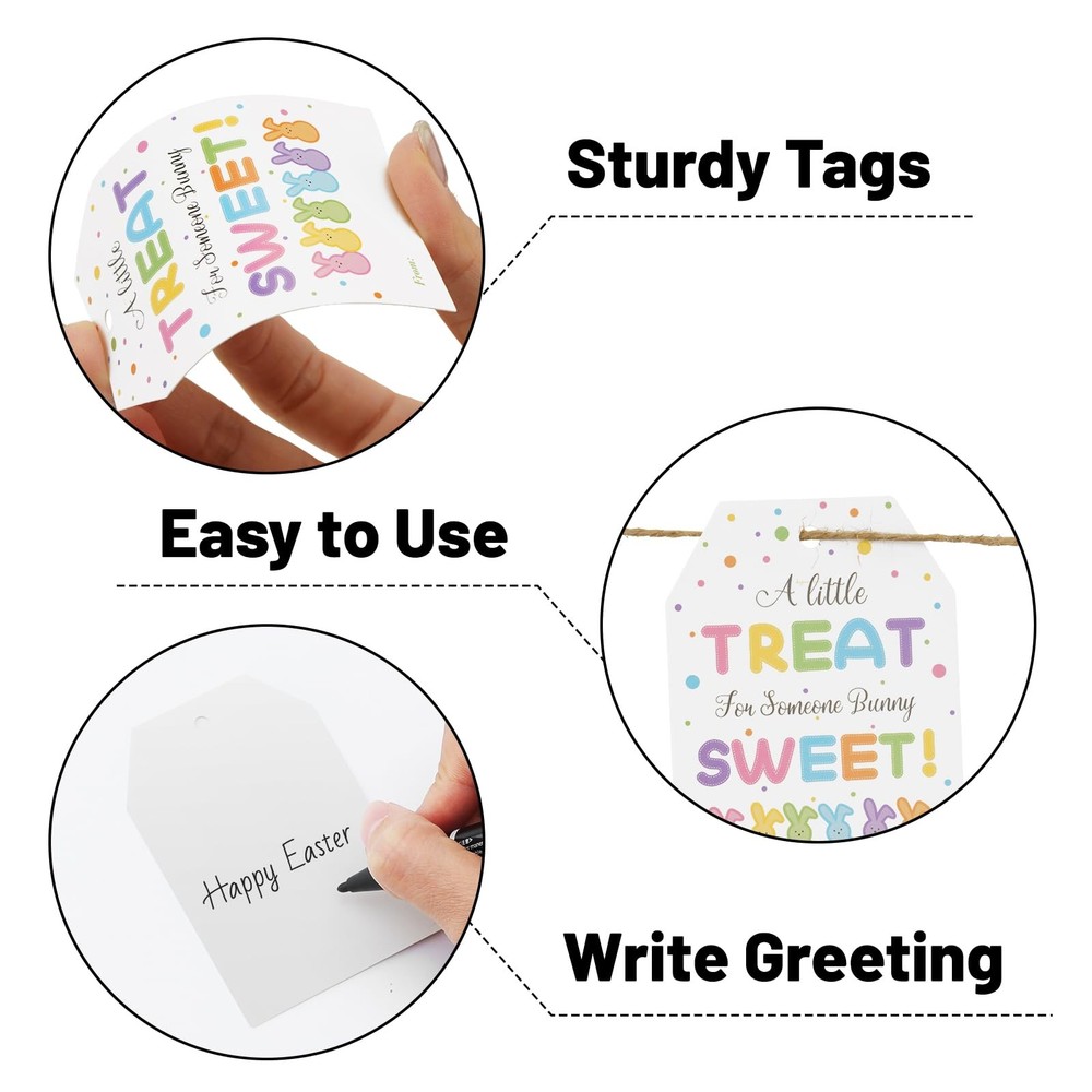 Easter Gift Tags with String Easter Bunny Name Gift Tags 50 Pcs Happy Easter ...