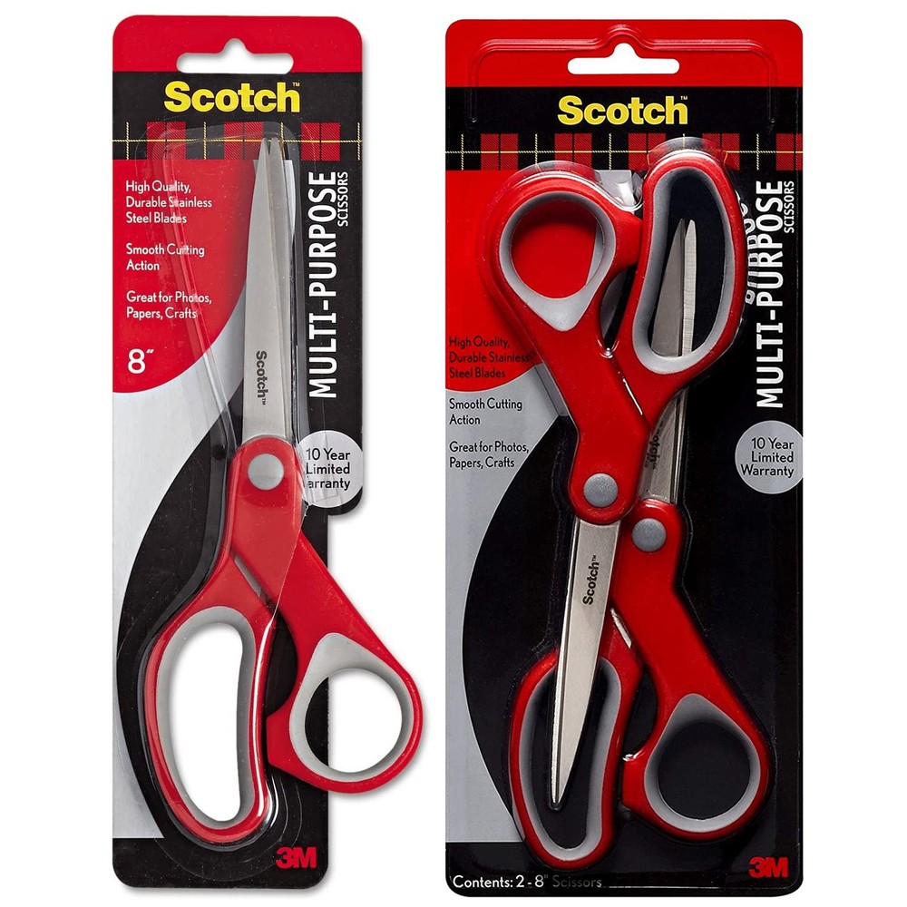 Scotch Multi-Purpose Scissors: 8-inch scissor / 2-pack (Red)