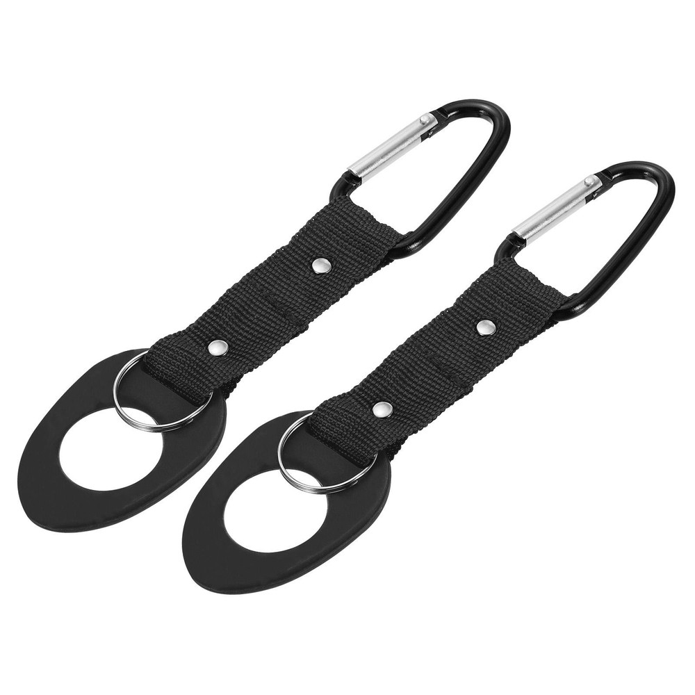 Hanging Bottle Buckle Clip with D-Hook Oring, Black 2pcs