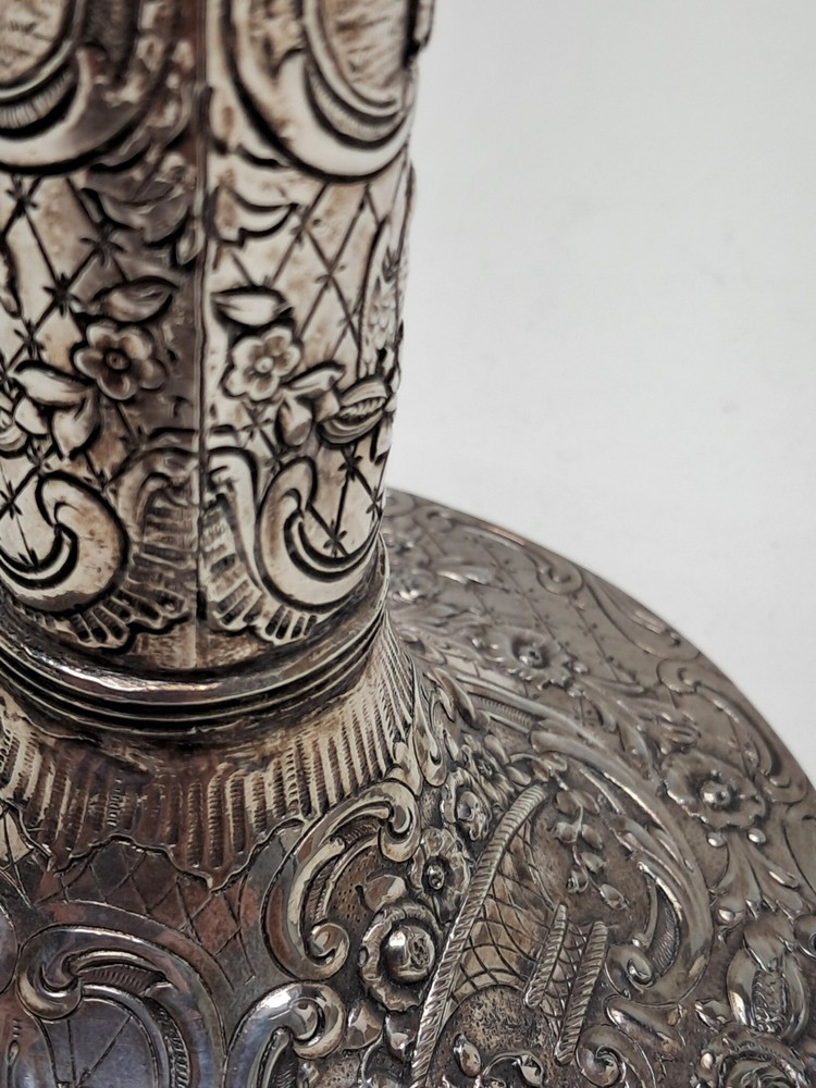 Antique Silver-Plated Repousse Candlestick Holders