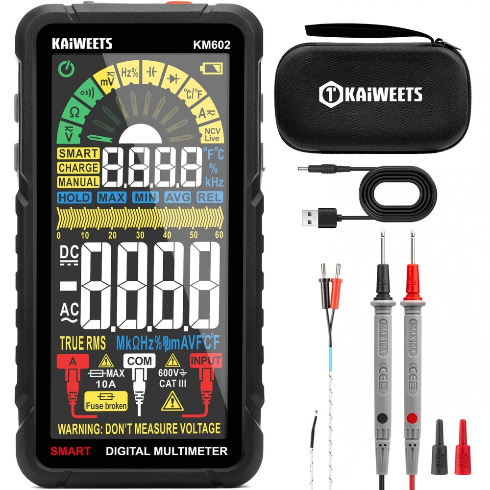 KAIWEETS Smart Multimeter KM602 Full-Screen Multimeter, Black