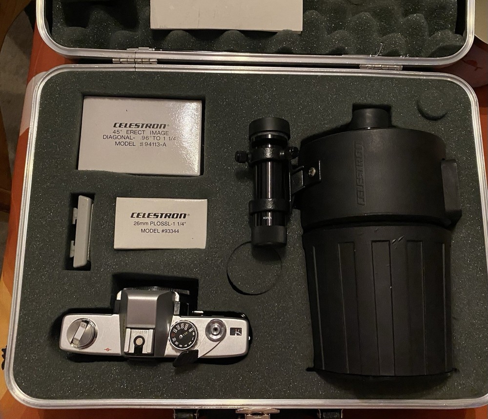 Celestron C90 Spotting Scope W/ Minolta SRT201 Camera-case-instructions-unused