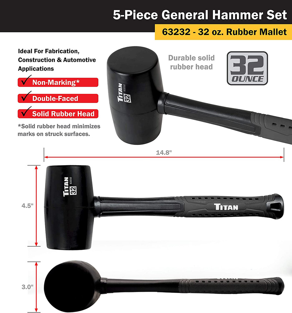 Hammer Set 5 Piece SilverAnd Black NEW