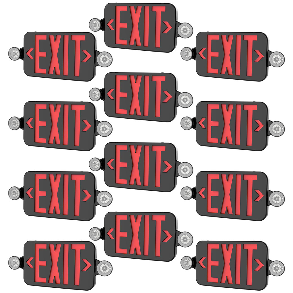 12 Pack Red LED Exit Sign, UL-Listed Emergency Light - Dual LED Lamp ABS Fire