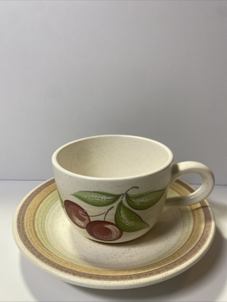 Franciscan earthenware fruit cherry cup saucer set multi colors