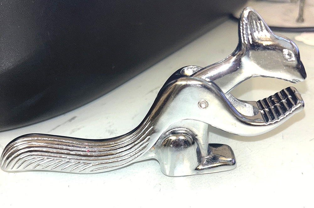 Vintage Squirrel Figural Nutcracker chrome GUARANTEED TO CRACK YOUR NUTS!! 6”