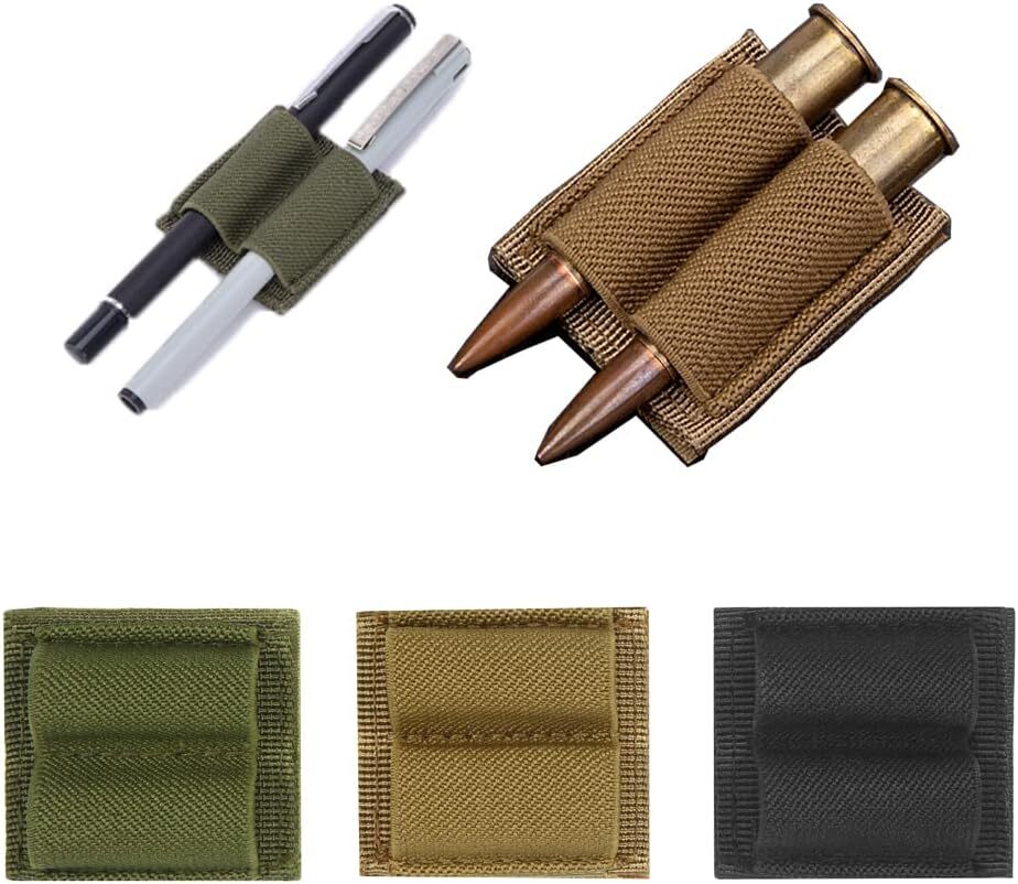 Tactical 2x Patch Ammo Holder 2 Round Adhesive Cartridges Hook Loop Bullet Pouch