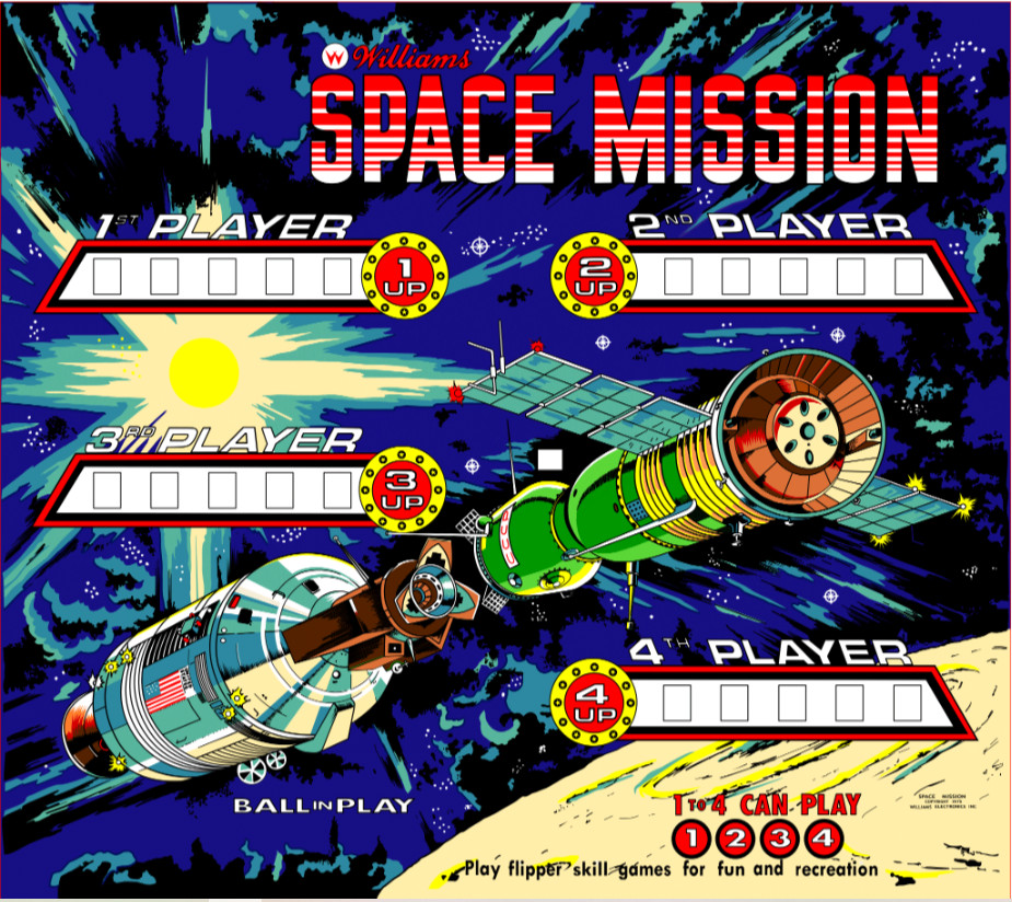 Williams Space Mission Pinball Machine Next Gen Translite backglass
