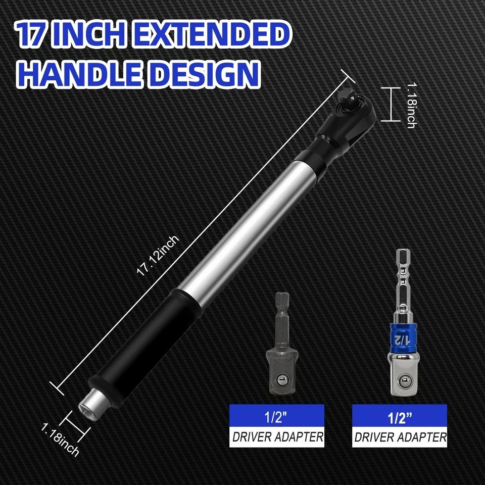 1/2" Offset Extension Wrench Impact,3-in-1 Black