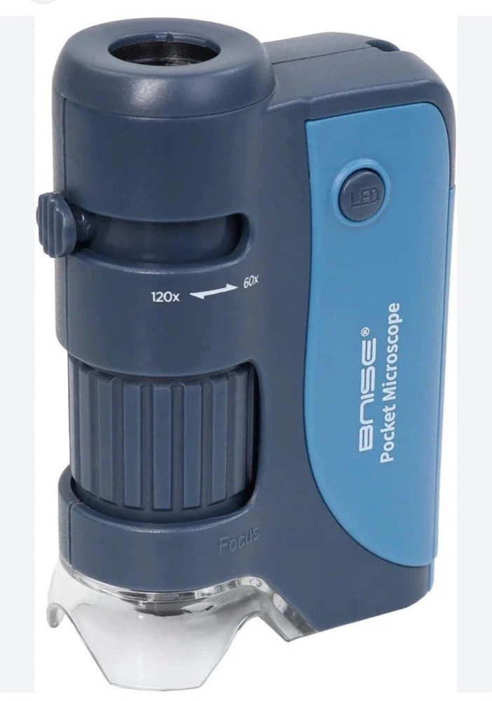 Pocket Microscope 60X-120X - Portable Handheld for Kids - Grey