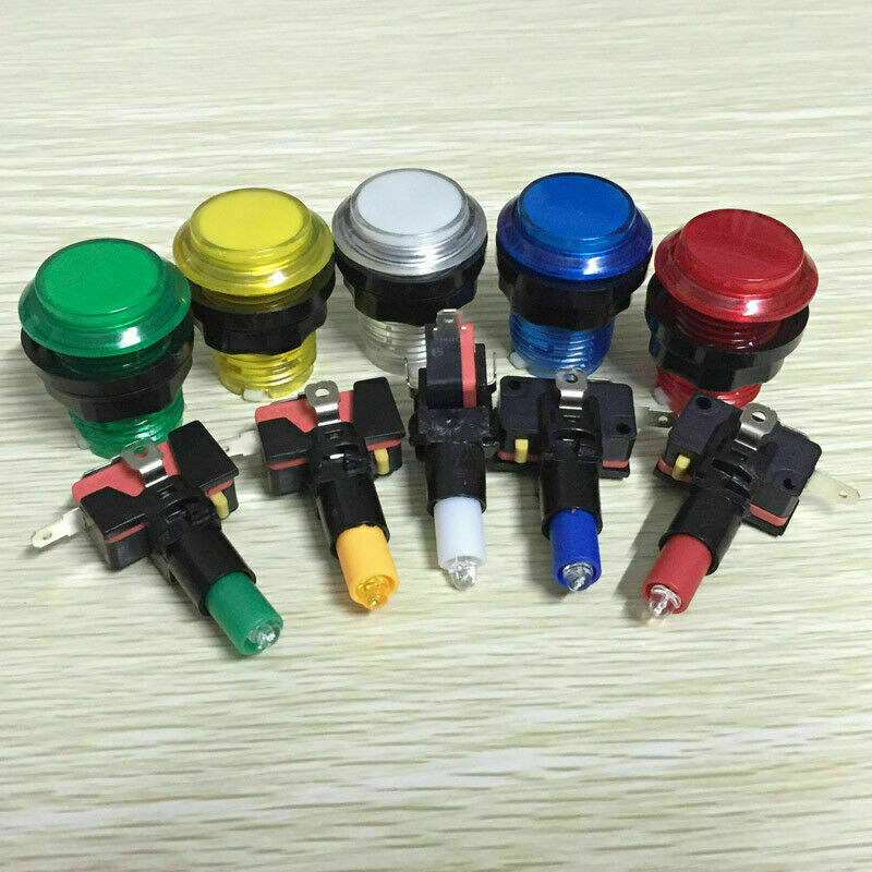 5pcs Arcade Game LED Buttons DC 5V And 12v Illuminated With Microswitch