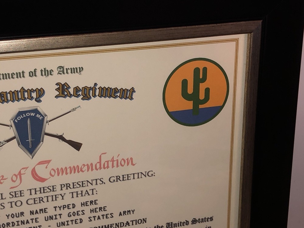 409TH INFANTRY REGIMENT / COMMEMORATIVE - CERTIFICATE OF COMMENDATION