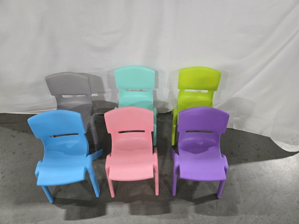 AXIDOU 6 PACK PREMIUM 11" H PLASTIC STACKABLE SCHOOL CHAIRS - MULTICOLOR