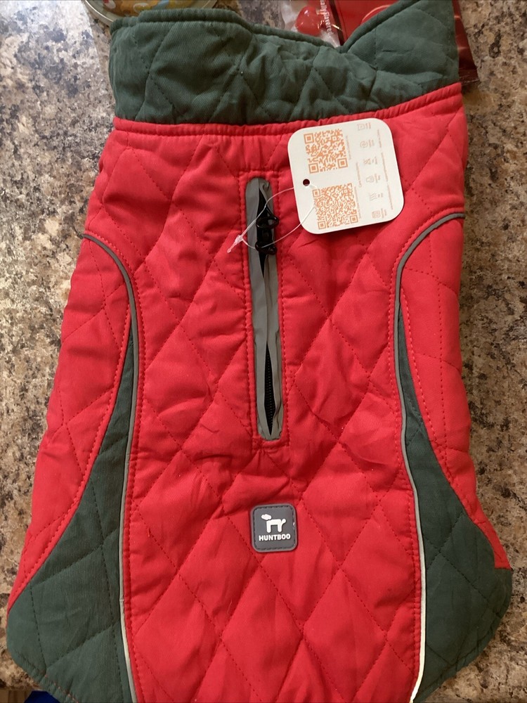 Huntboo Dog Jacket Size Large Red/grey