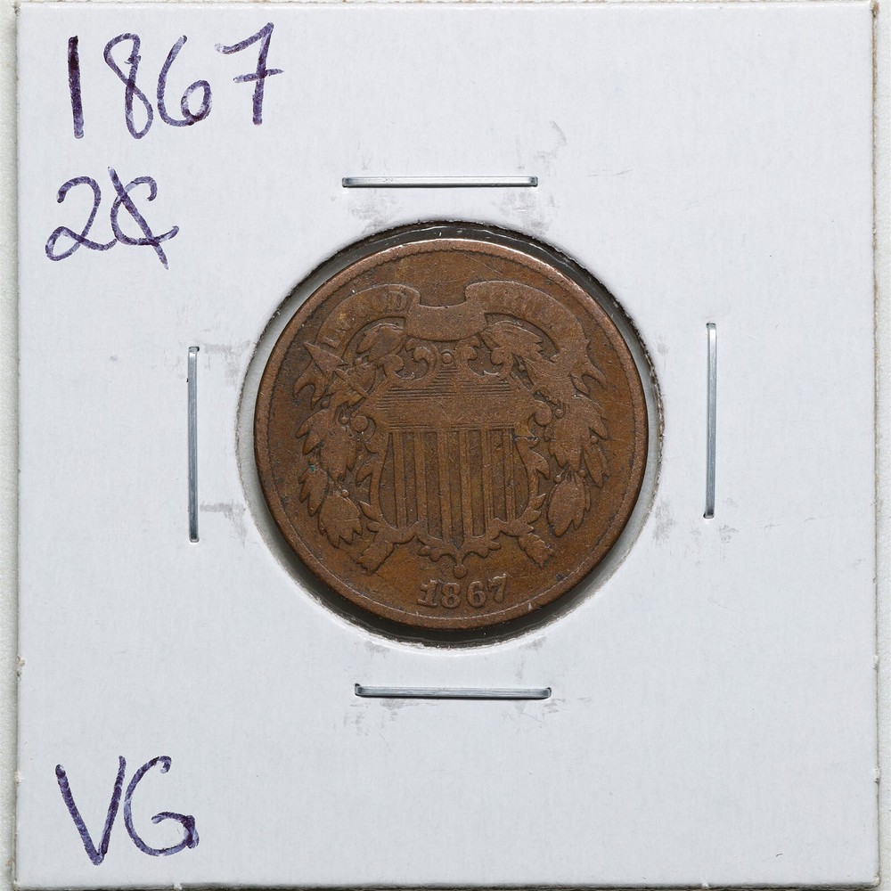 1867 2C Two Cent Piece in VG Condition #2367