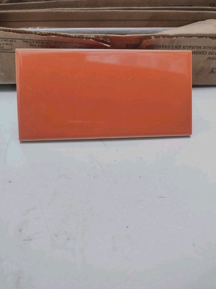 8 TILES ... Glossy Orange Burst Ceramic Subway Tile....3x6