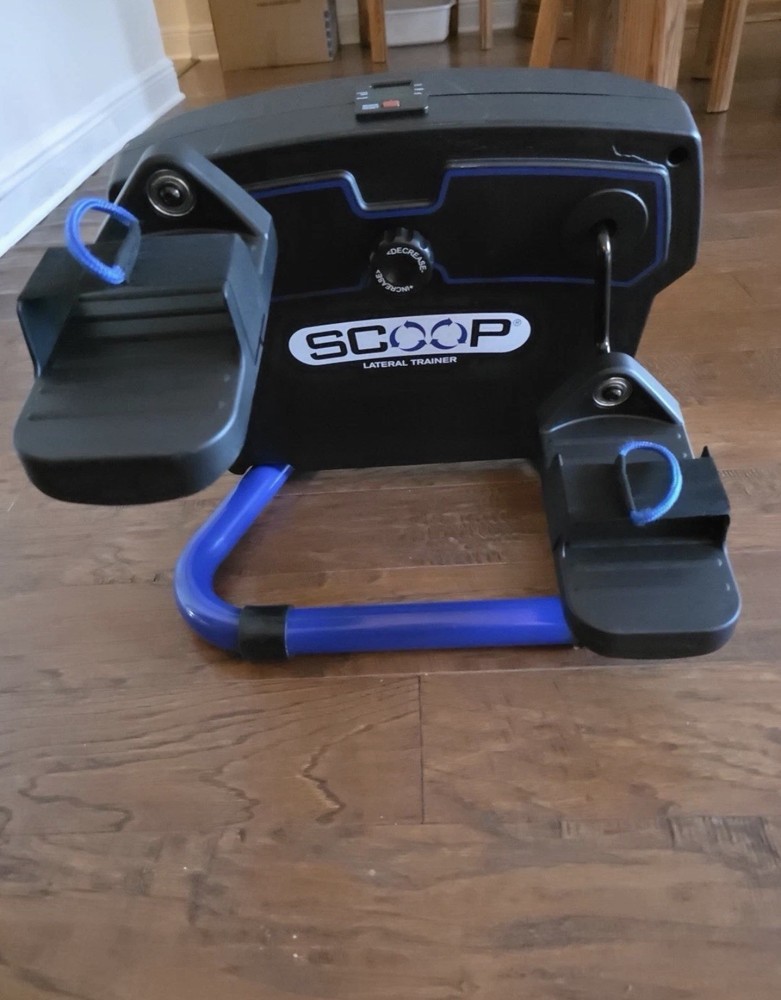 Scoop Lateral Thigh Trainer Stepper Black Blue Adjustable Resistance Display