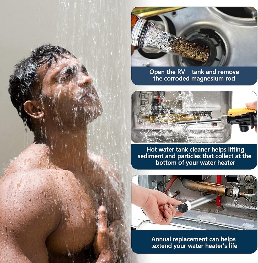 A-Silver - 2pcs Anode Rod & 1pc Flush Wand Socket Seal Tape