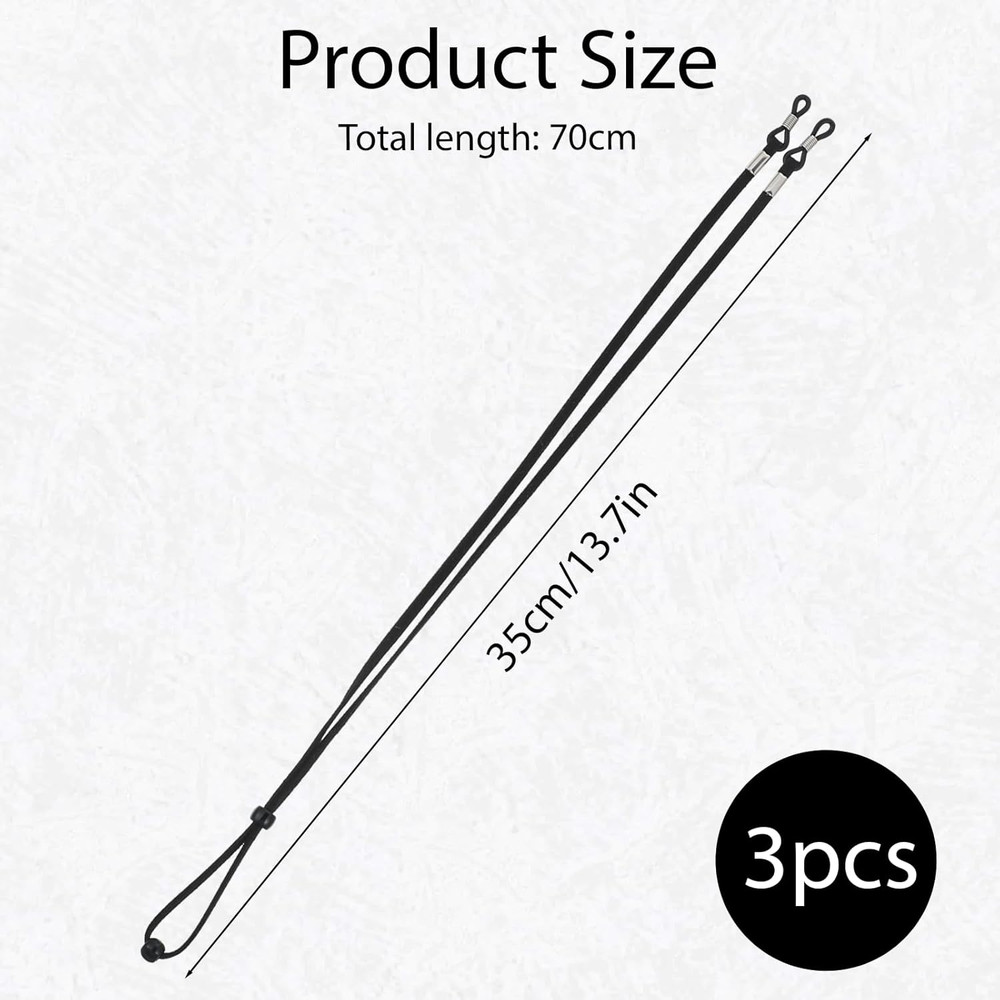 3PCS Extra Long Glasses Strap String with Secure Grip, Adjustable Eyewear String