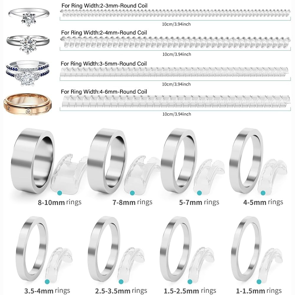 12 Pack Ring Sizers for Loose Rings, Size Adjuster, Invisible Clear