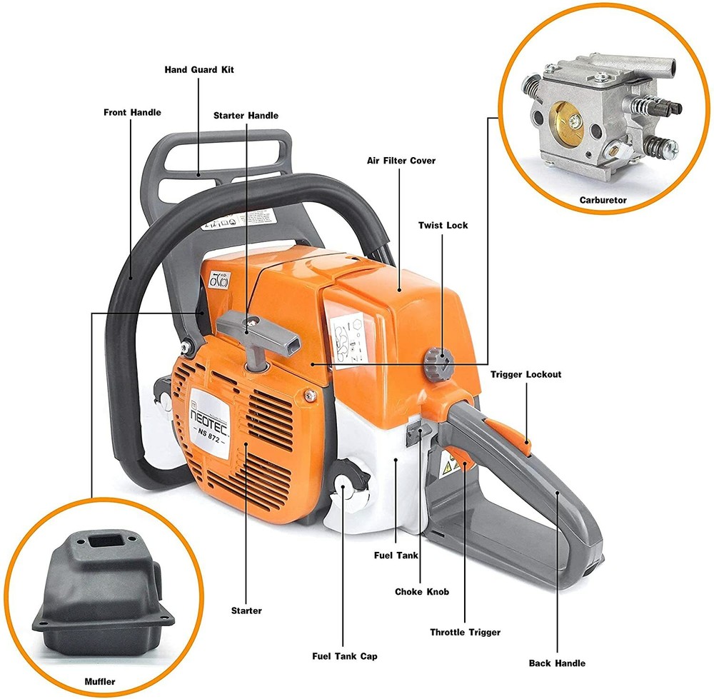 72cc Gas Chainsaw High-End Version w/ 25" Bar Chain Compatible with MS381 MS380