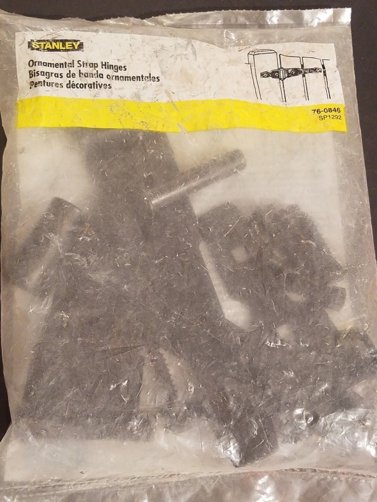 NEW Stanley Hardware 76-0846 Ornamental Strap Black Hinges 4" (2-PACK)