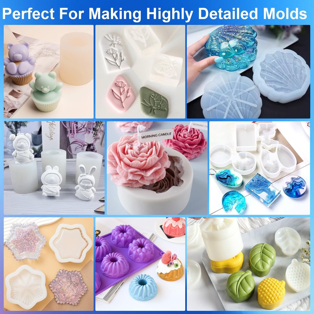 Silicone Mold Making Kit,64Oz Super Elastic Liquid Silicone for Mold Maker, Fast