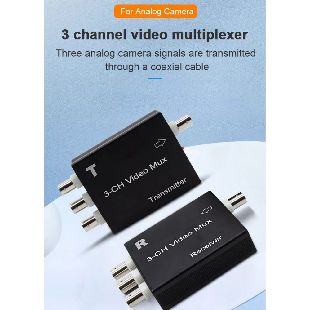 1set Extender Receiver&Transmitter 3CH Video Multiplexer For Analog Camera CCTV