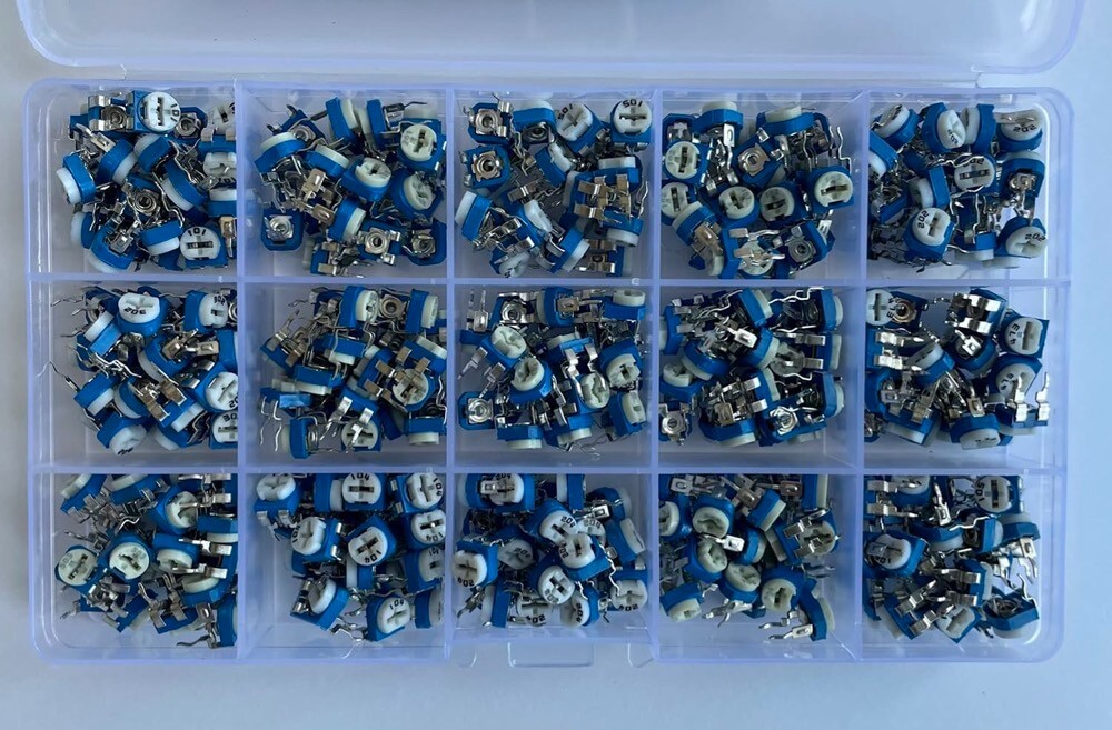 15 Values 375pcs 100 Ohm-1M Ohm Variable Resistor Potentiometer Assortment Kit