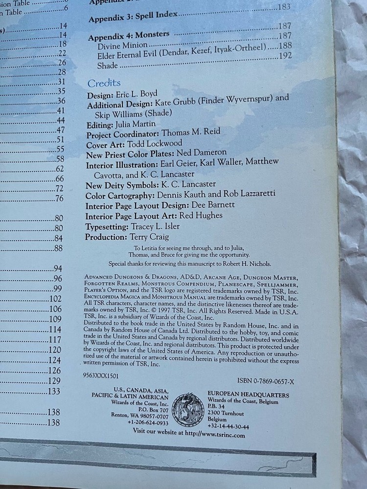 Powers & Pantheons Forgotten Realms Advanced Dungeons Dragons AD&D TSR 9563
