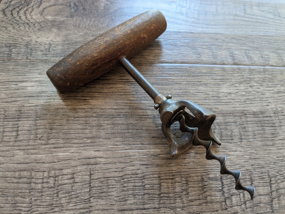 Vintage Wine Opener Corkscrew Wooden Handle