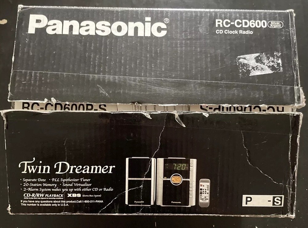 Panasonic RC-CD600 Silver Twin Dreamer CD Clock Radio XBS Open Box