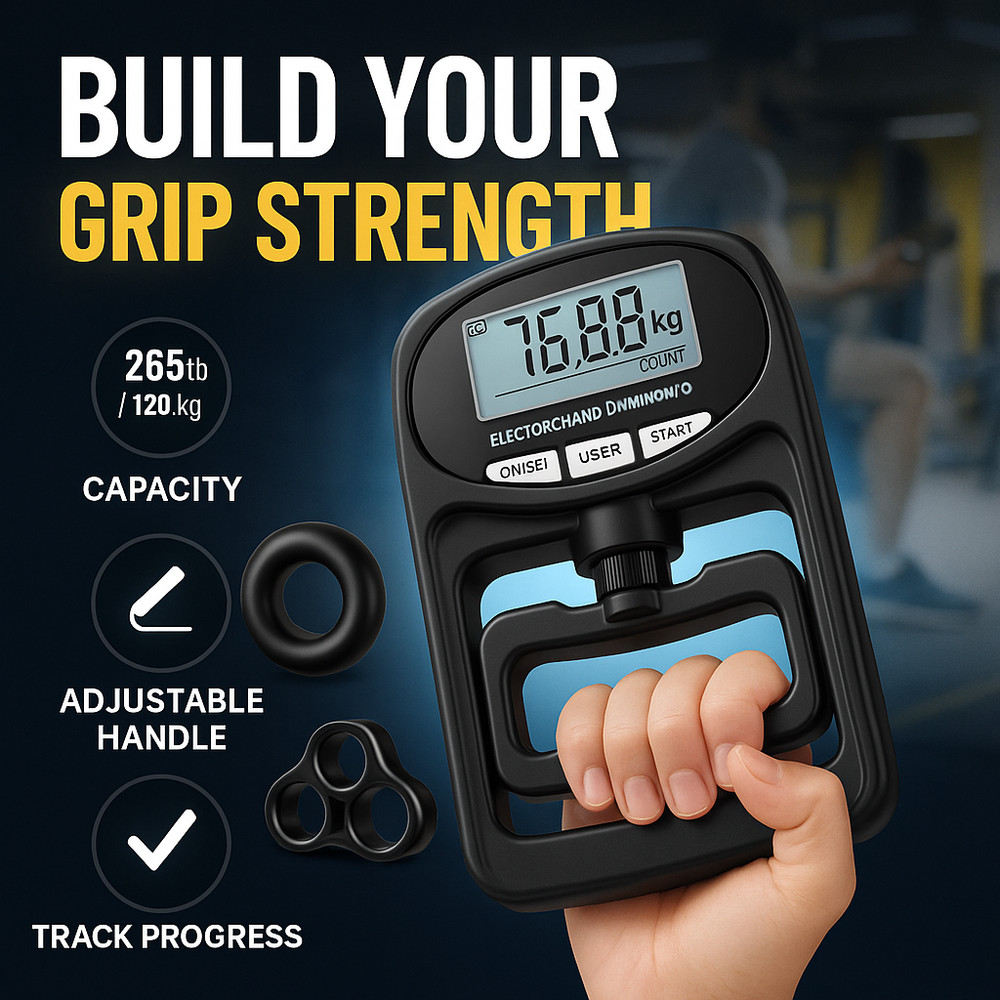 Hand Grip Strength Tester Digital Dynamometer 265LB Forearm Exerciser Tool Train