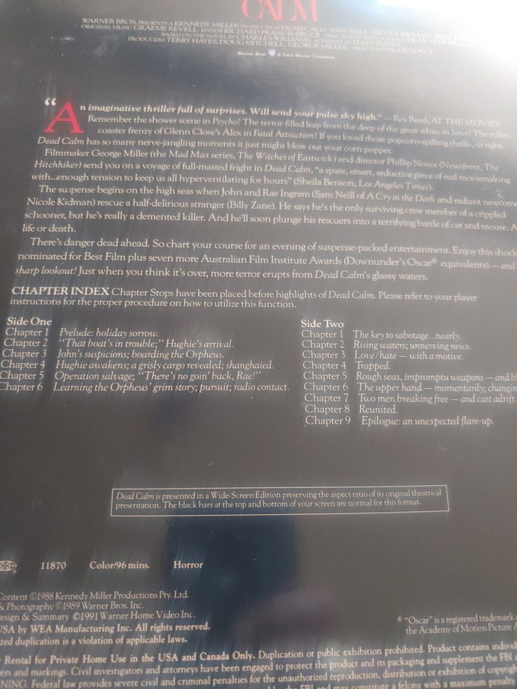 Dead Calm Laserdisc R Very Good Condition
