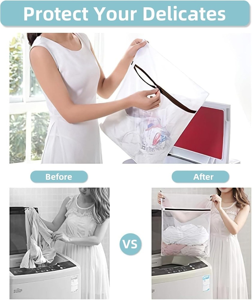Durable Travel-Friendly Mesh Laundry Bags - Foldable, Lightweight & Protective