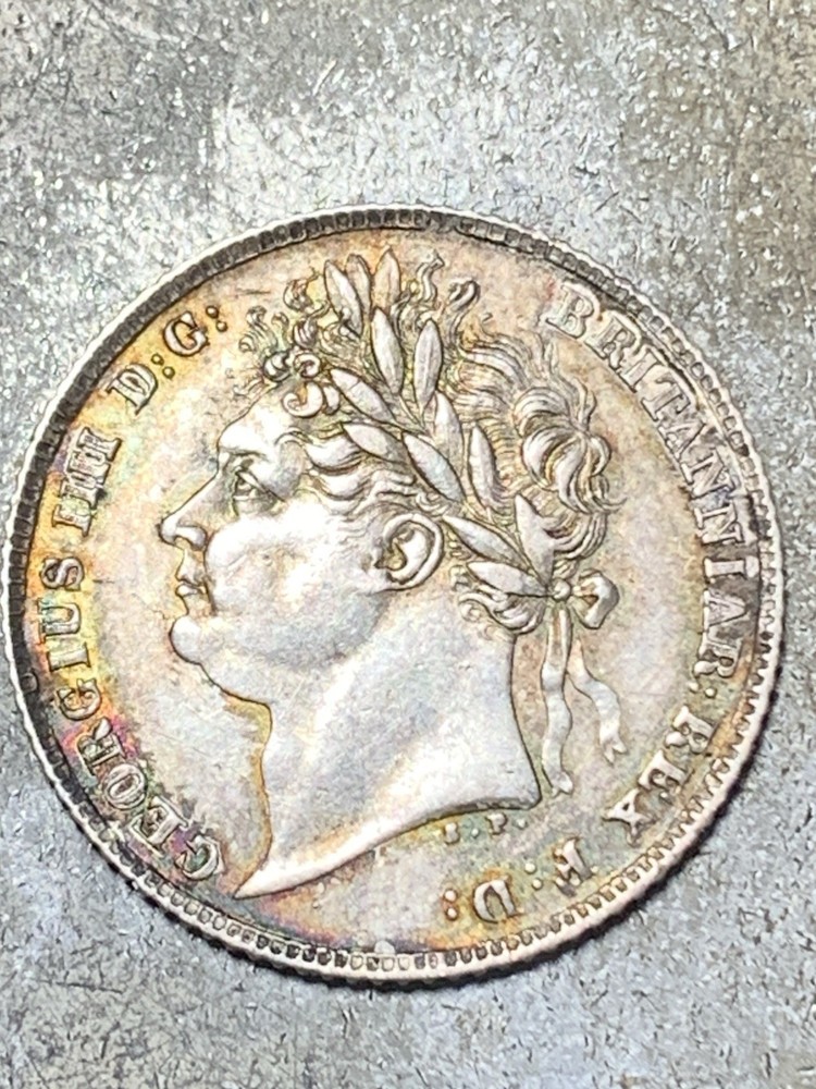 1825 6 Pence Silver Coin .925