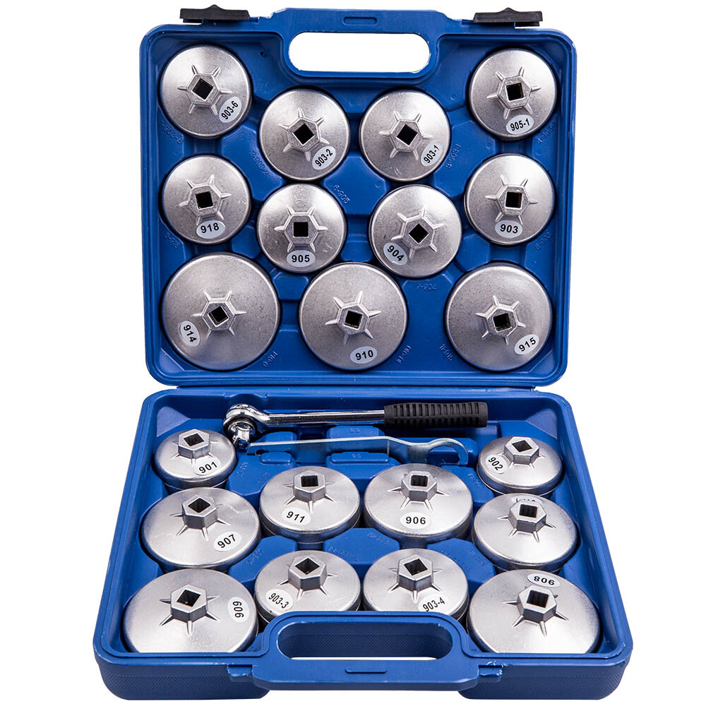 23PC Oil Filter Removal Cap Wrench Socket Ring Spanner Tool Kit   Cup Type